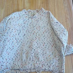 Entro distress confetti cream sweater